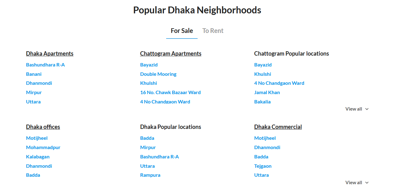 quick navigation buttons on bproperty website