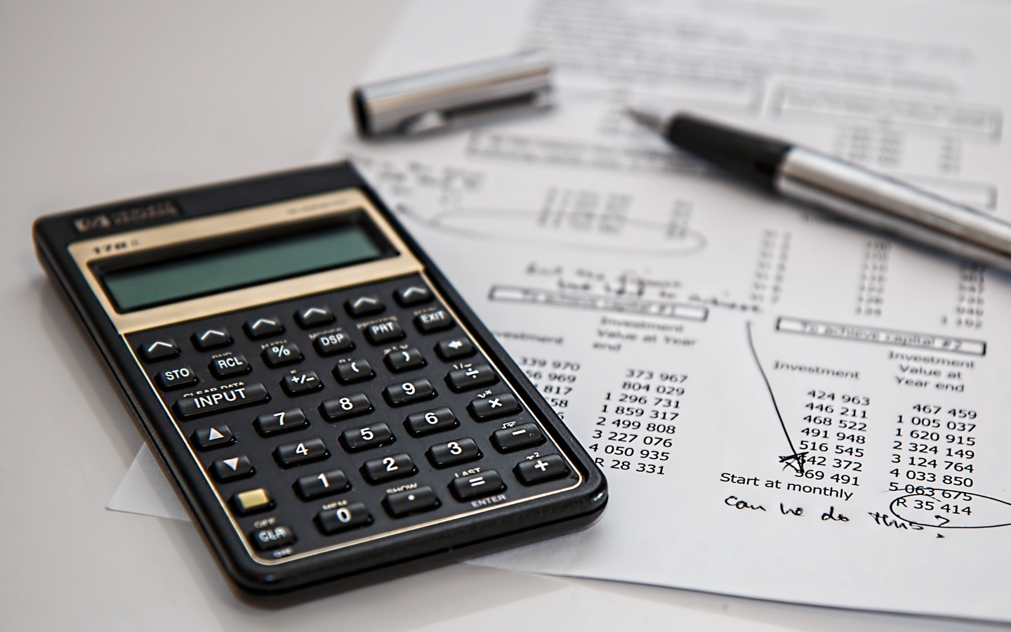 calculator and papers