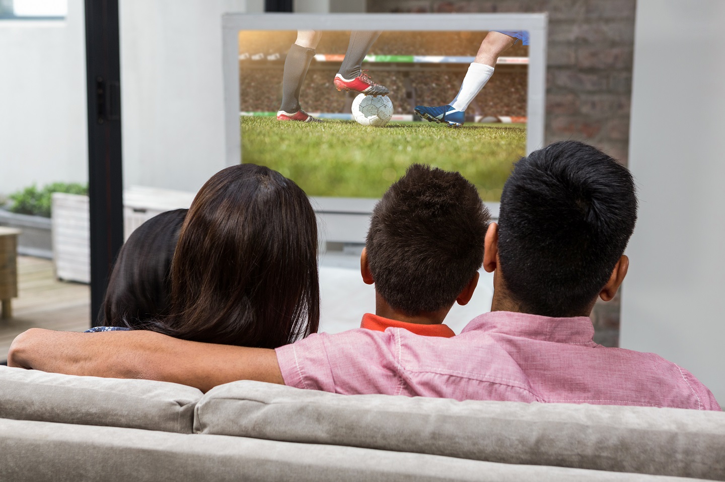 family watching tv