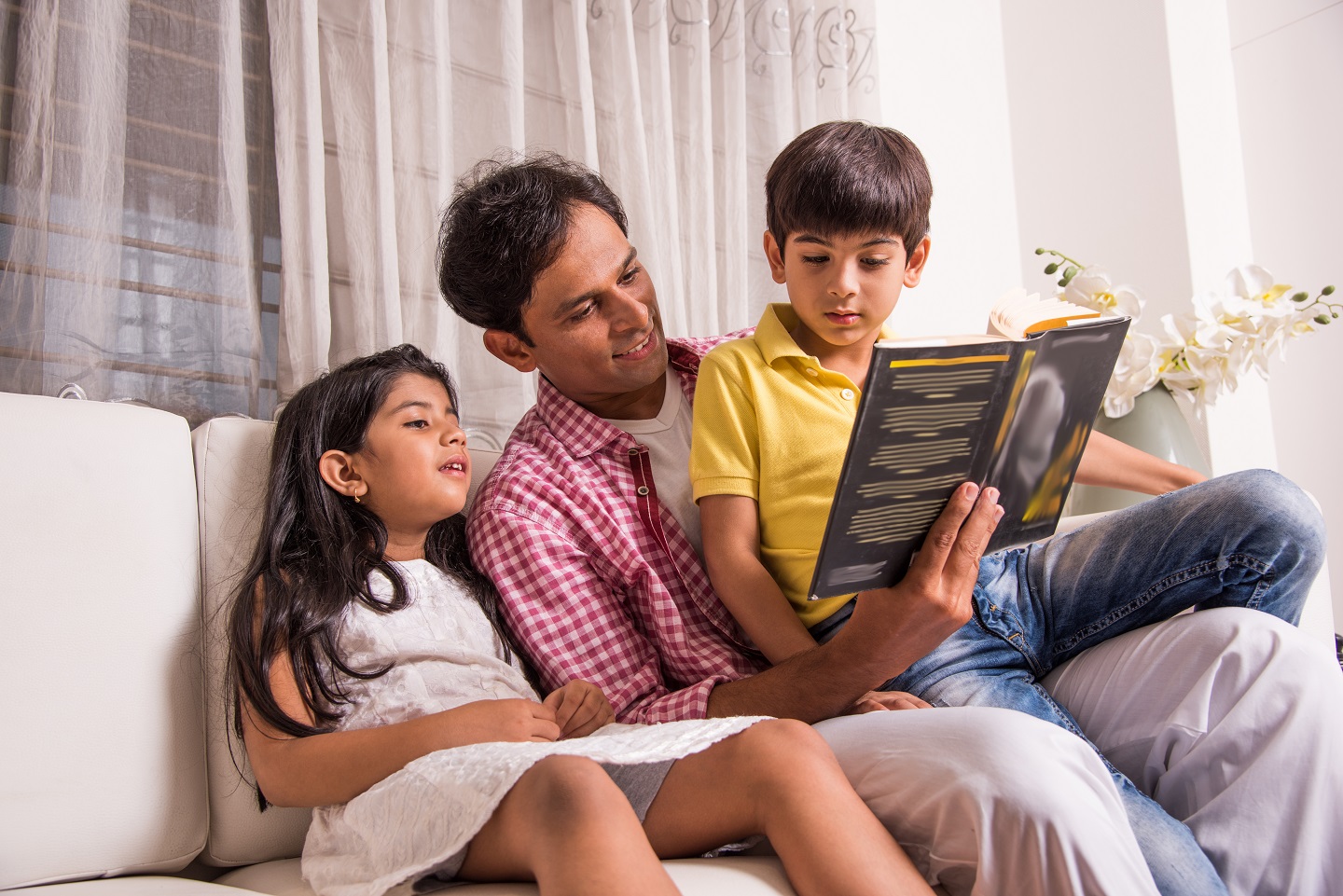 Father with two children